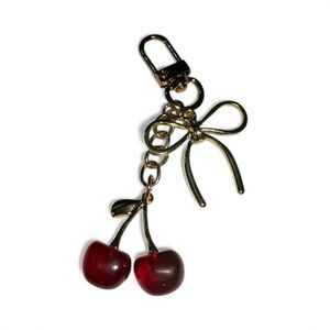 Cherry & Bow Gold Keychain Charm